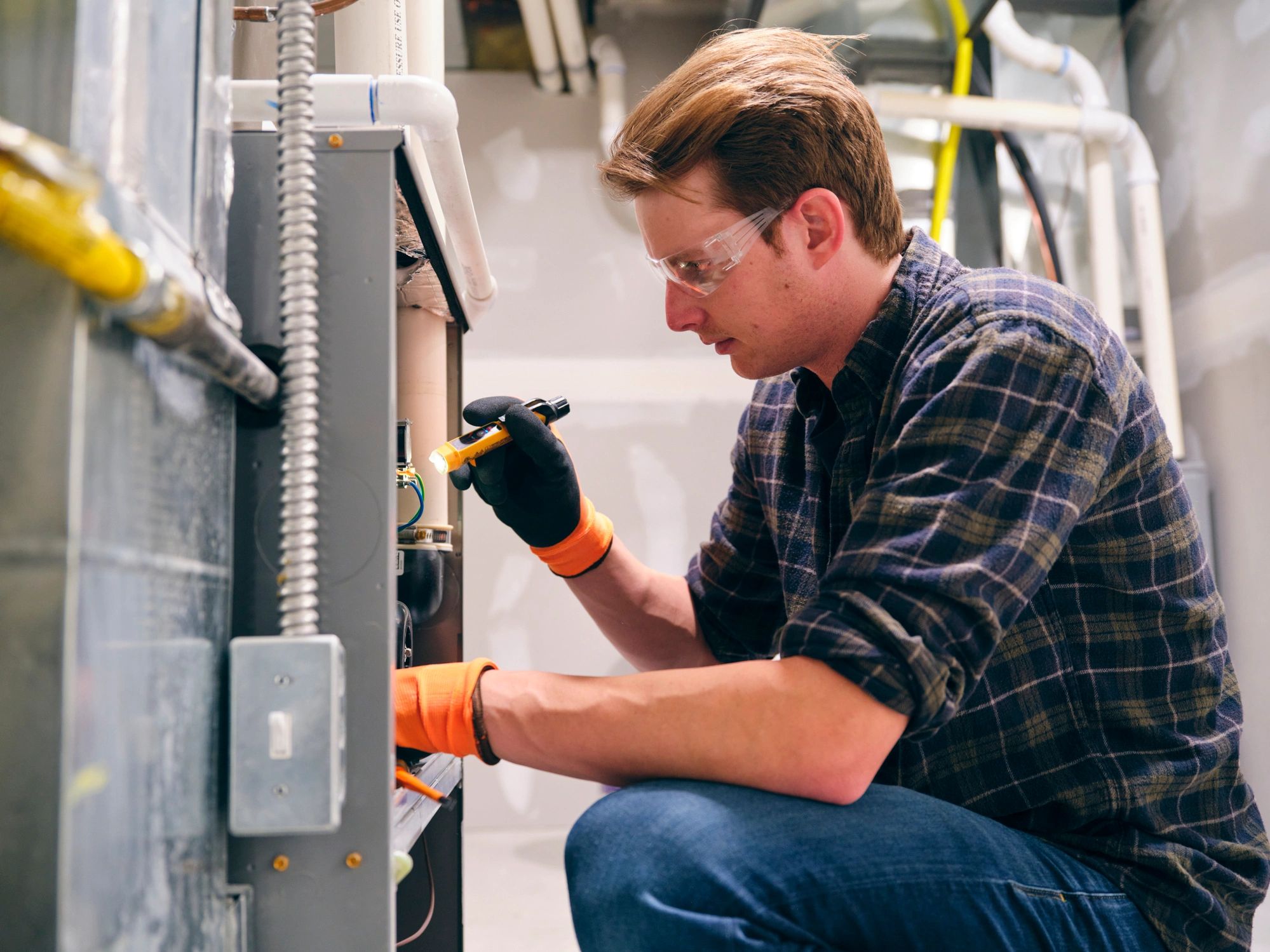 Home maintenance technician working