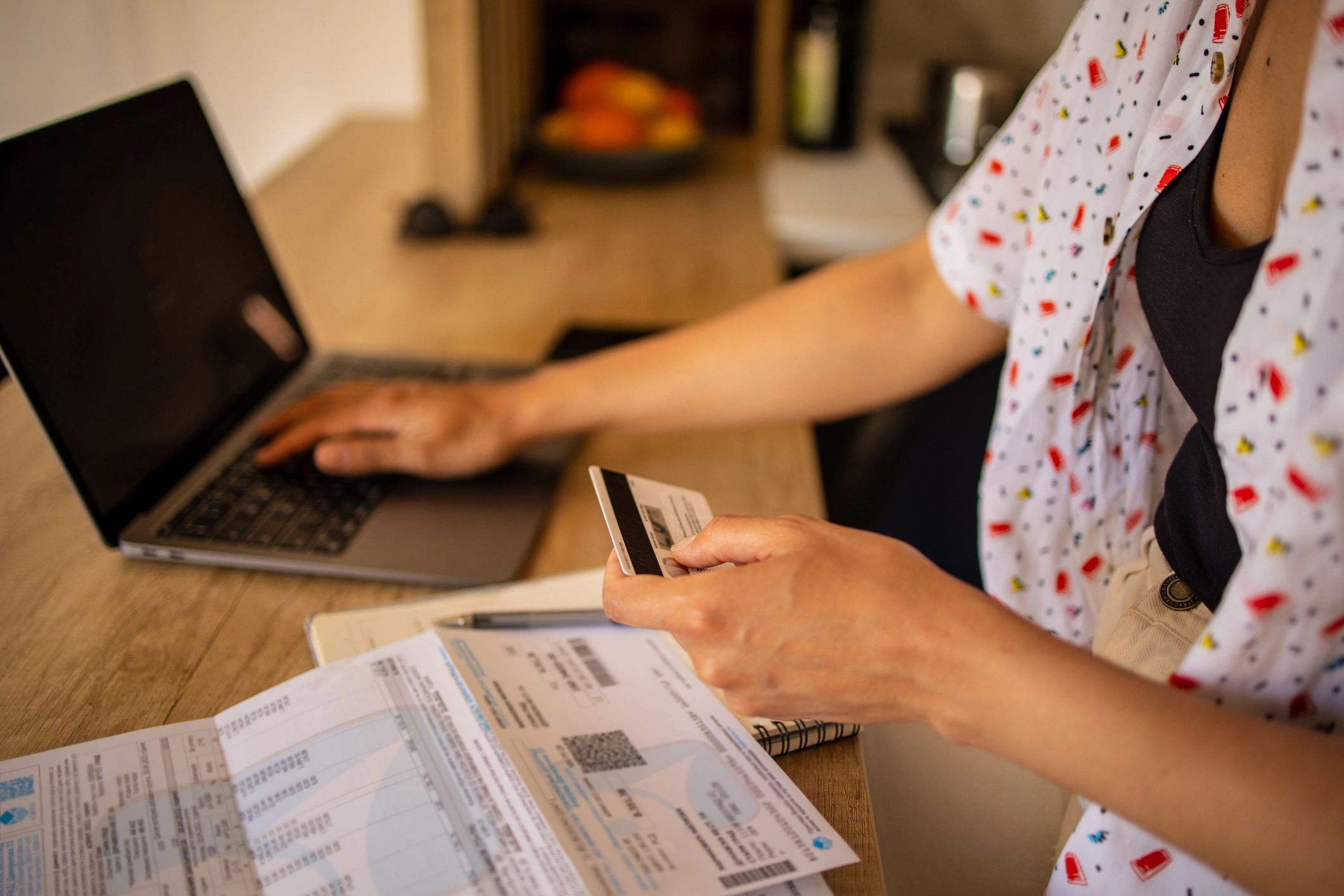 Tenant using a laptop to manage bills online