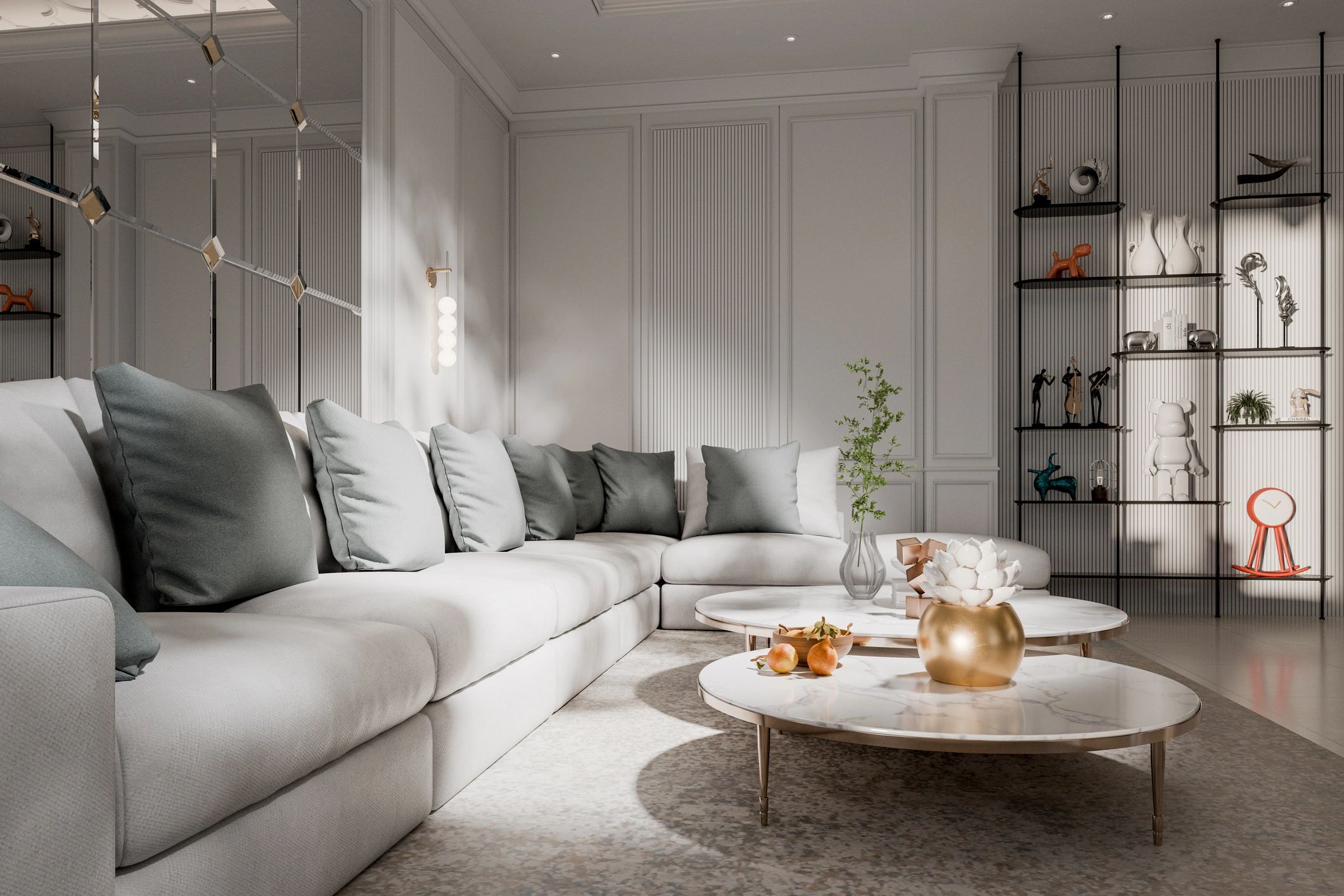 Bright, modern apartment living room interior